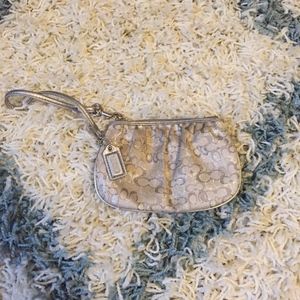 Silver Coach Wristlet